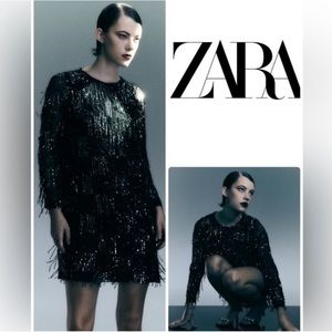 Zara Sequin Fringed Mini Dress 🖤